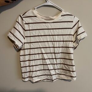 Old Navy Cream and Brown Striped Tee